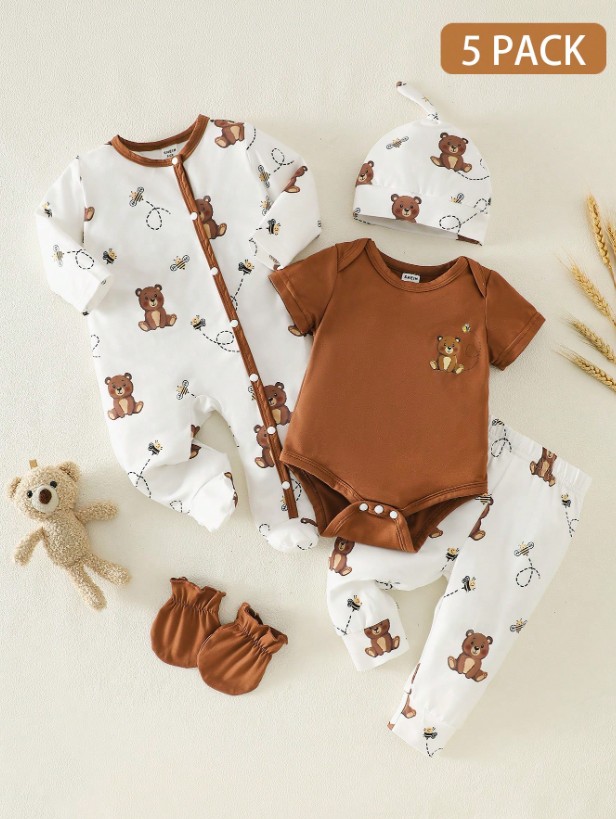 Conjunto de 5 Peças de Roupas para Bebês Recém-Nascidos - outra vista